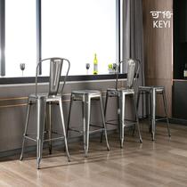 Wrought iron metal bar chair loft Nordic industrial style home high bar chair bar stool stackable restaurant waiting stool