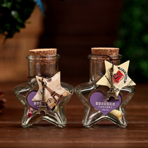 Small five-pointed star flashing wish bottle commemorating friendship creative glass luminous decoration star bottle wish bottle gift