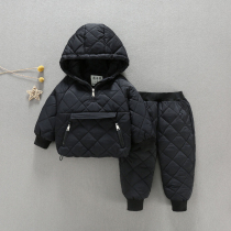 1-4 years old childrens clothing 2021 new childrens winter baby plus velvet padded cotton suit men and women warm cotton clothes