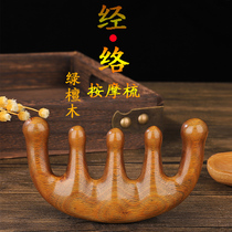 Sun Li with green sandalwood scalp massage comb Health head Meridian big round tooth portable artifact natural Japan
