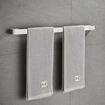 Hanging towel rack non-perforated 304 stainless steel toilet bathroom rack towel bar single bar toilet kitchen storage