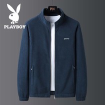 Playboy fleece jacket mens autumn and winter clothes lambskin jacket middle-aged mens fleece travel