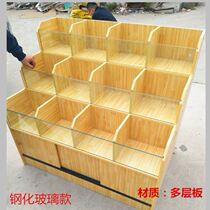 Grain display cabinet rice barrel supermarket wooden shelf rice bucket bulk cabinet dried fruit candy snack cabinet rice cabinet