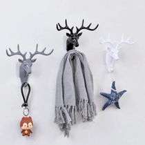 Creative cute antler adhesive hook Nordic wall hanging non-perforated entrance door rear wall strong adhesive hanging key holder