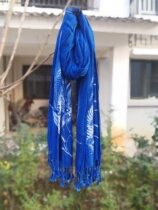 Guizhou Danzhai batik scarf custom cotton silk new flower and bird pattern indigo plant dyeing handmade art