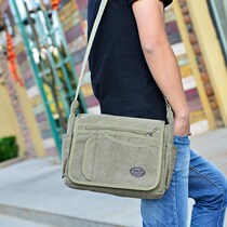 Mens canvas bag large capacity shoulder bag mens bag shoulder bag horizontal backpack A4 file bag work bag