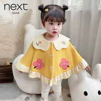 Spot Next kind female baby autumn and winter New sleeveless single-breasted top baby embroidered print cloak