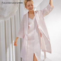 Full cotton fabric full cotton gown satin flap lady sleeping robe robe with long style home clothes