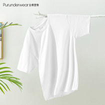 All-cotton inner Mens Round Neck home jacket cotton bottomed short-sleeved T-shirt men