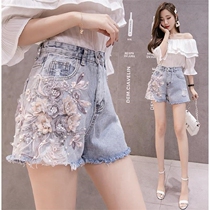 Denim shorts women 2021 new summer wear European products loose students Joker slim high waist hole short hot pants