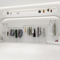 Clothing store display rack wall hanging shelf side hanging stainless steel simple custom shape wall hanging clothes display rack
