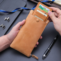 Genuine leather handbag male trumpet hand holding bag mens long purse soft cow leather mobile phone bag mens business casual large capacity