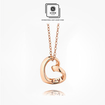 Ji Shizhe 18K gold heart necklace female summer color gold rose gold diamond high end Lady light luxury minority choker