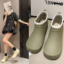 Short Barrel Rain Shoes Woman Short Drum Summer Low Help Rain Boots Korean Version Non-slip Cover Shoes Kitchen Water Shoes Fashion outside Wearing Rubber Shoes