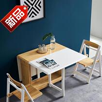 Small House c with multi-functional folding telescopic solid wood dining table and chair combination simple casual rectangular dining table