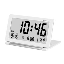 Mini flip travel electronic clock thermometer clock folding fashion portable night light LCD alarm clock
