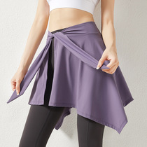Quick-drying hip-covering skirt fitness dance shawl running waist anti-glare skirt womens sports yoga skirt