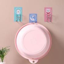 Cute cartoon washbasin storage rack Free hole washbasin storage rack Wall-mounted bathroom shelf basin rack hook and more