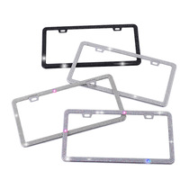 Cross Border Beauty License Plate Frame Water Drilling License Plate Frame Insert Drilling Car Accessories Stainless plate frame manufacturer customized