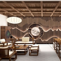Bamboo Wood Fiber Integrated Wall Panel Background Wall Custom Living Room 2021 New Hotel Tea Room Buttoned Board Decorative Wall