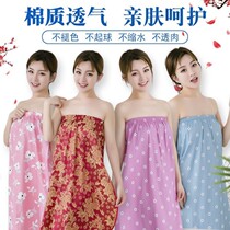 Summer bathrobe womens thin size beauty salon customer Ladies Special sweat steam clothes sleep clothes chest wrap chest wrap bath skirt