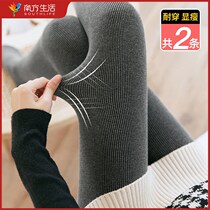 Vertical stripe thread leggings women wear tight elastic gray spring and autumn winter wear plus velvet thick