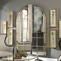 American retro Wall decorative mirror restaurant large size porch corridor iron light luxury aisle Mirror Window Pendant