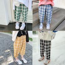 Children's clothing 2020 spring and autumn new fashion fashion casual pants for boys and girls children foreign style comfortable plaid pants