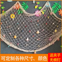 Fishing net Photo Wall Mediterranean retro bar wall decoration hemp rope diy clip postcard message Wall Wall Wall Wall