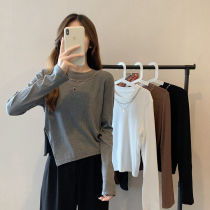 Retro irregular split long sleeve T-shirt female Spring and Autumn wear large size slimming fashion small fashion small heart machine bottoming top ins ins
