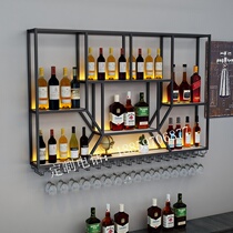 Creative wall-mounted bar luminous wine cabinet Wine Rack restaurant wine display rack household wall iron shelf