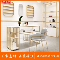 Nail art table and chair set Nordic simple marble wrought iron double mall table net red single double nail art table