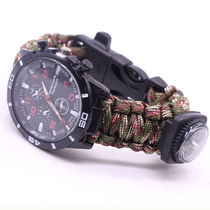 Wild survival Flintstone compass whistle distress outdoor multi-function thermometer seven-core high-strength umbrella rope watch