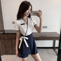 Beauty salon beautician summer and autumn overalls womens high-end temperament pants skirt health club Massage spa foot clothes