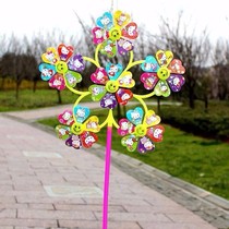 Childrens smiling face traditional windmill toys hot sale cartoon pattern windmill toys six-leaf Windmill
