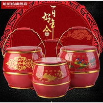 Chinese-style dowry supplies for children and grandchildren barrels wedding wedding festive egg storage bucket small Jubao red bucket