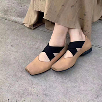 2022 Spring Summer New Mary Treasures Womens Shoes Uw Square Head 100 Hitch Ballet Shoes Light Mouth Fairy Wind Coarse Heel Single Shoe Woman