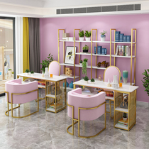 High-end Nordic net celebrity ins beauty shop Marble nail table and chair set Nail table Manicure table double sofa