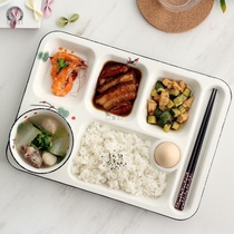 Grid plate Adult deep grid ceramic oversized Japanese ceramic household dish plate creative fat reduction fast food plate grid