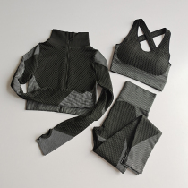 Korean yoga suit women Spring and Autumn New Fashion Fitness quick-dry thin long sleeve sports three-piece ins tide
