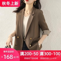 Curry color small suit jacket women early autumn 2021 new leisure Korean version of self-cultivation temperament senior sense suit jacket