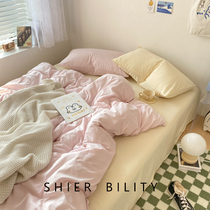 Day Department Brief water washed cotton bed bedding Four pieces of cover Rind Girl Hearts Quilt Cover Bed Linen 4 Dorm Three Sets