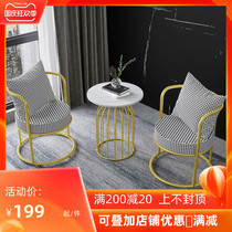 Nordic single sofa chair light luxury modern simple living room balcony lounge chair Net red thousand bird grid single small chair