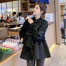 Pregnant Woman Autumn Dress Dress Dress New Early Fall Fashion Big Code Net Red Color slim blouses shirt dress Two suits