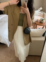 Ren Xiaoyi Lit e mode casual blazer womens summer thin cotton and linen short-sleeved chic design sense top