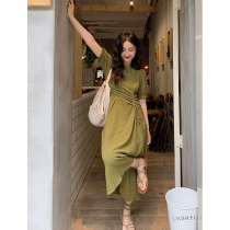  Ren Xiaoyi skirt female student French retro drawstring dress Fairy waist thin tea break first love long skirt