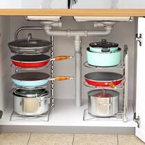 Stainless steel pot rack Kitchen household shelf Multi-function sink countertop multi-layer wok storage rack