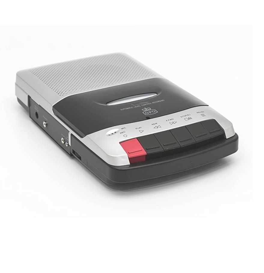GPO 162B Retro Style Shoebox Portable Recorder with Built-in Microphone Silver Black Portable 