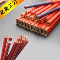 Woodworking Pencil Scribe Tool Anise Square Rod High Hardness Scribe Black Red Blue Bicolor Wood Special Pencil