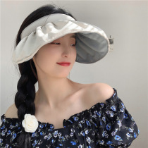 Thought small laying hair stirrup sunscreen sunscreen cap anti-UV large hat peak outdoor dual-use with full face black rubber sunshade hat